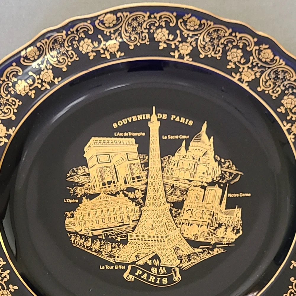 Florance Limoges Paris Souvenir Plate Cobalt Blue